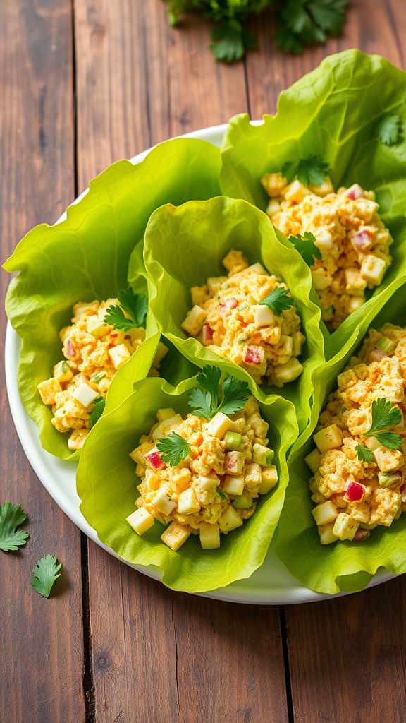 Curried Egg Salad Lettuce Wraps  