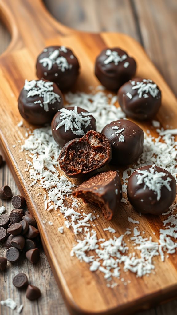 Dark Chocolate Coconut Energy Bites  