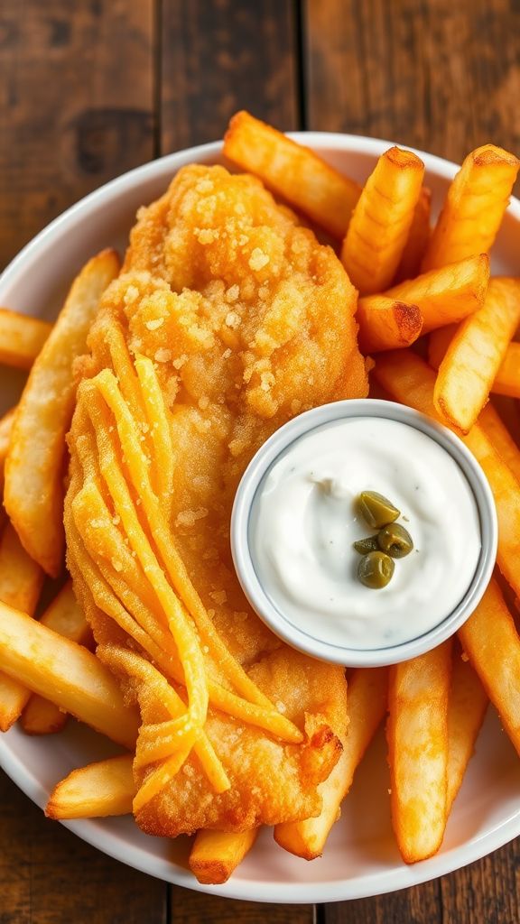 Dublin Style Fish and Chips with Tartar Sauce  