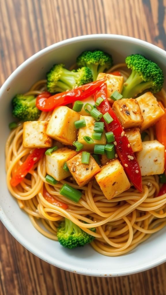 Edamame Noodles with Tofu Stir-Fry  