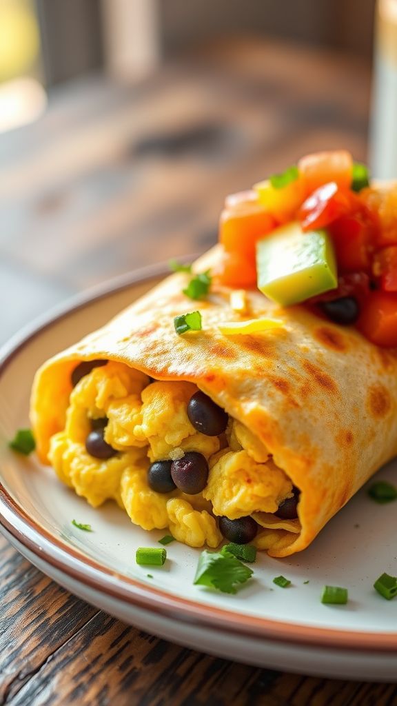 Egg and Black Bean Breakfast Burrito