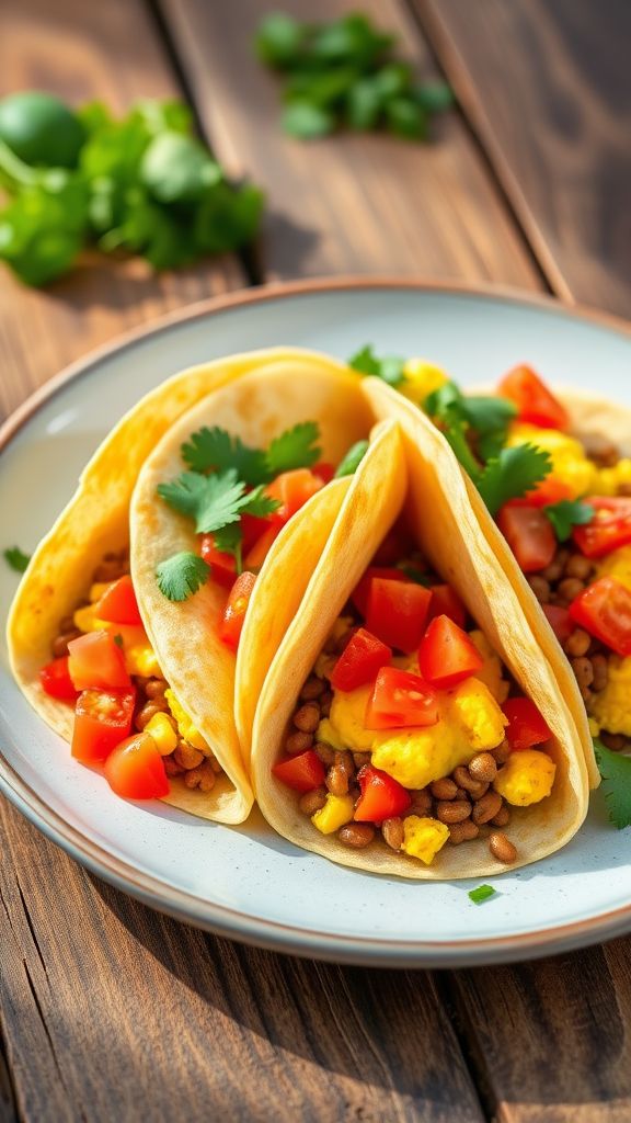 Egg and Lentil Breakfast Tacos  