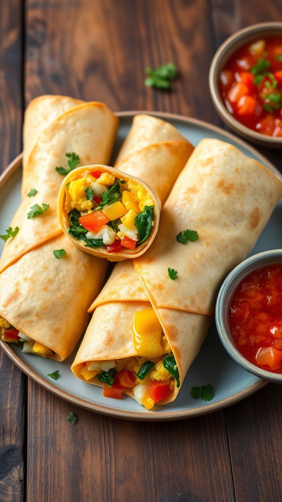 Egg and Veggie Breakfast Burritos  