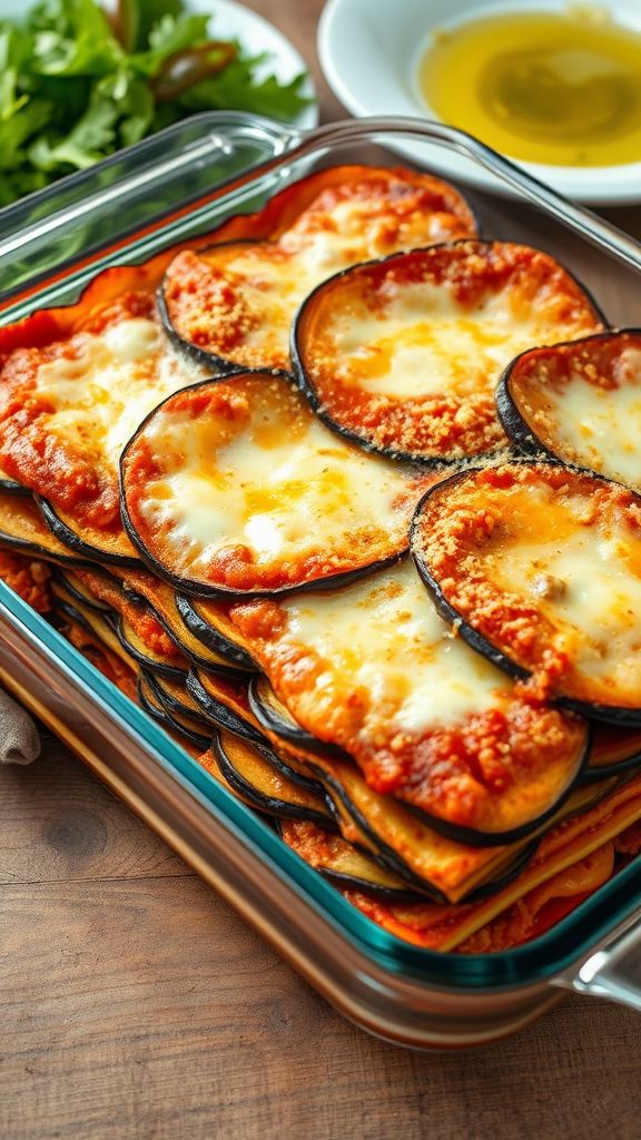 Eggplant Lasagna with Ground Beef and Cheese  