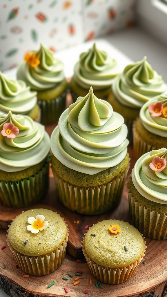 Festive Green Tea Cupcakes  