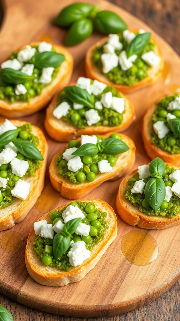 Feta and Pea Pesto Crostini  