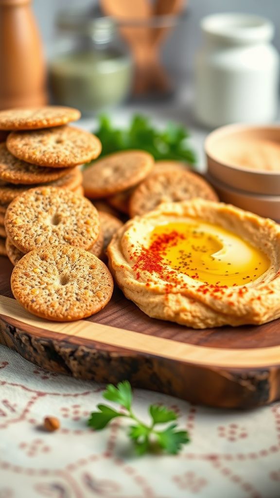 Flaxseed Crackers with Hummus