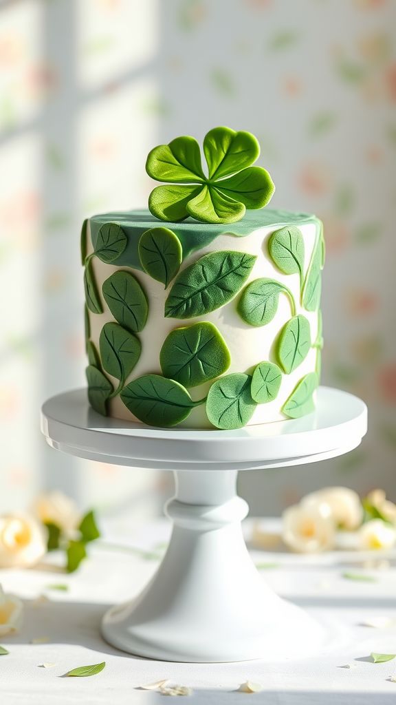 Four-Leaf Clover Fondant Cake  