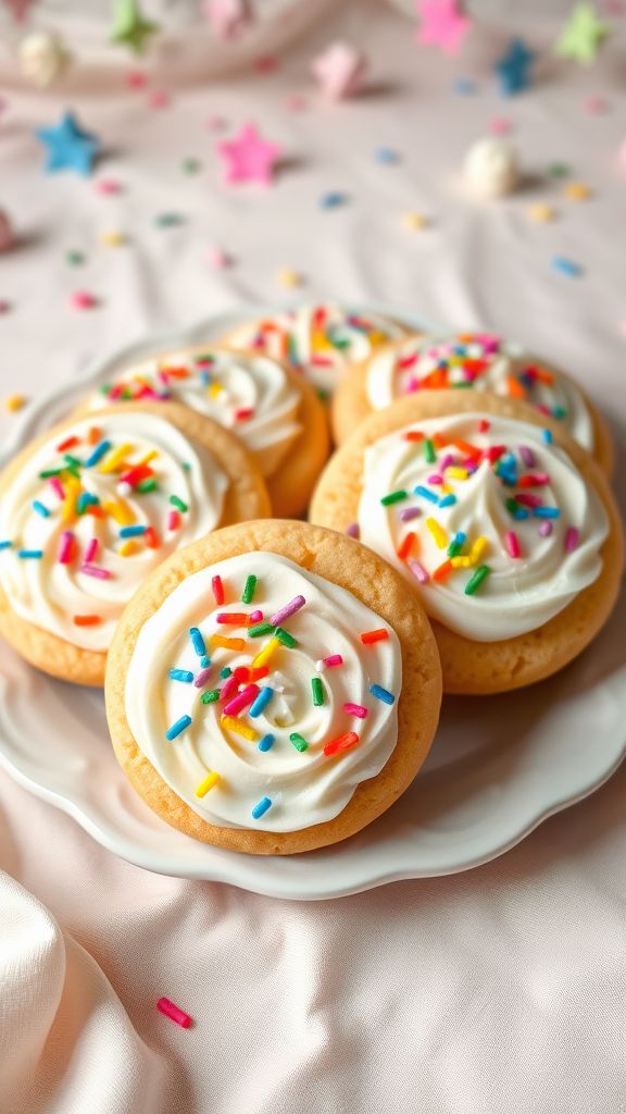 Frosted Rainbow Sprinkle Cookies  