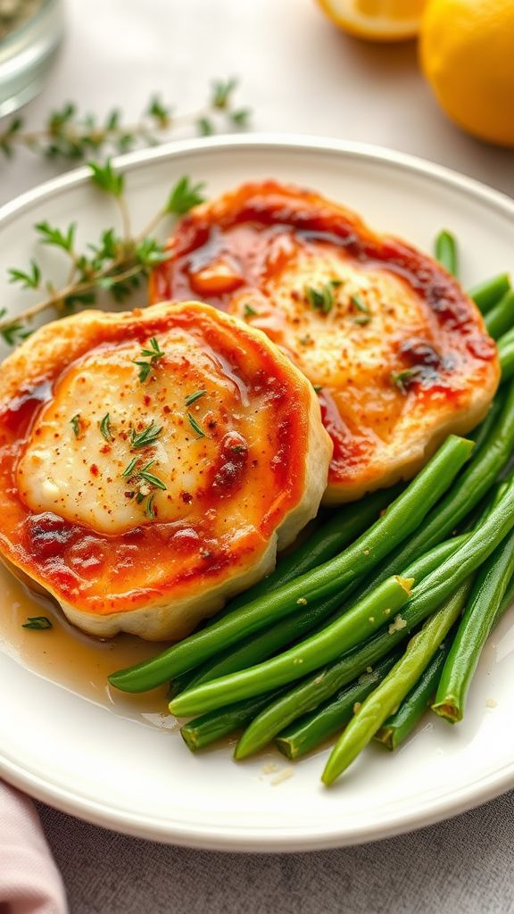 Garlic Butter Pork Chops with Green Beans  