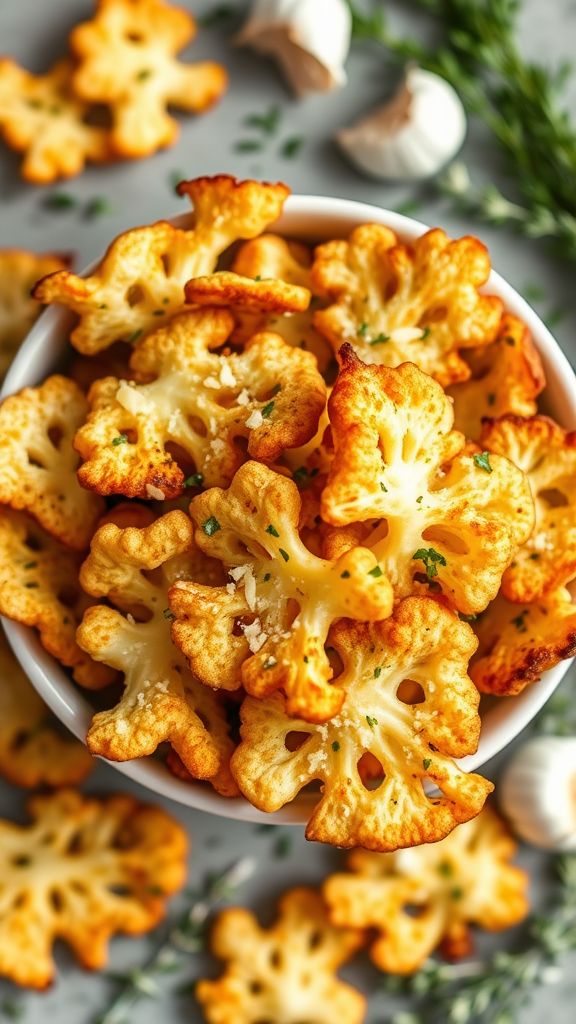 Garlic Herb Cauliflower Crisps  