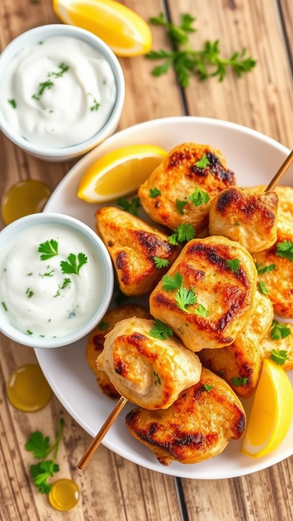 Greek Chicken Souvlaki with Tzatziki