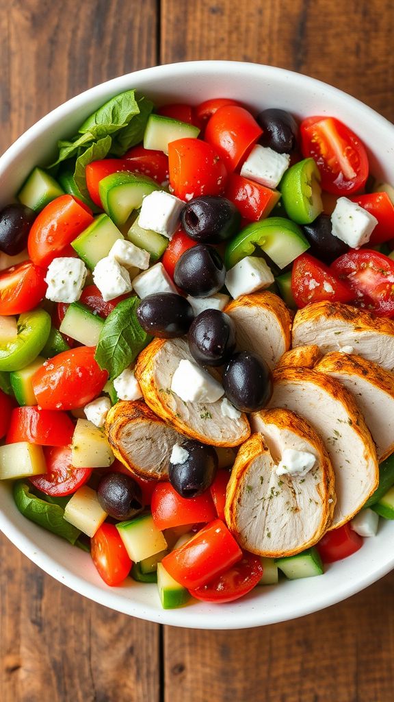 Greek Salad with Grilled Chicken and Feta