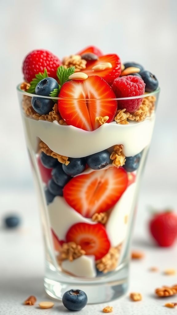 Greek Yogurt Parfait with Nuts and Berries