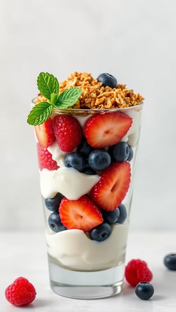 Greek Yogurt Parfaits with Berries and Granola  