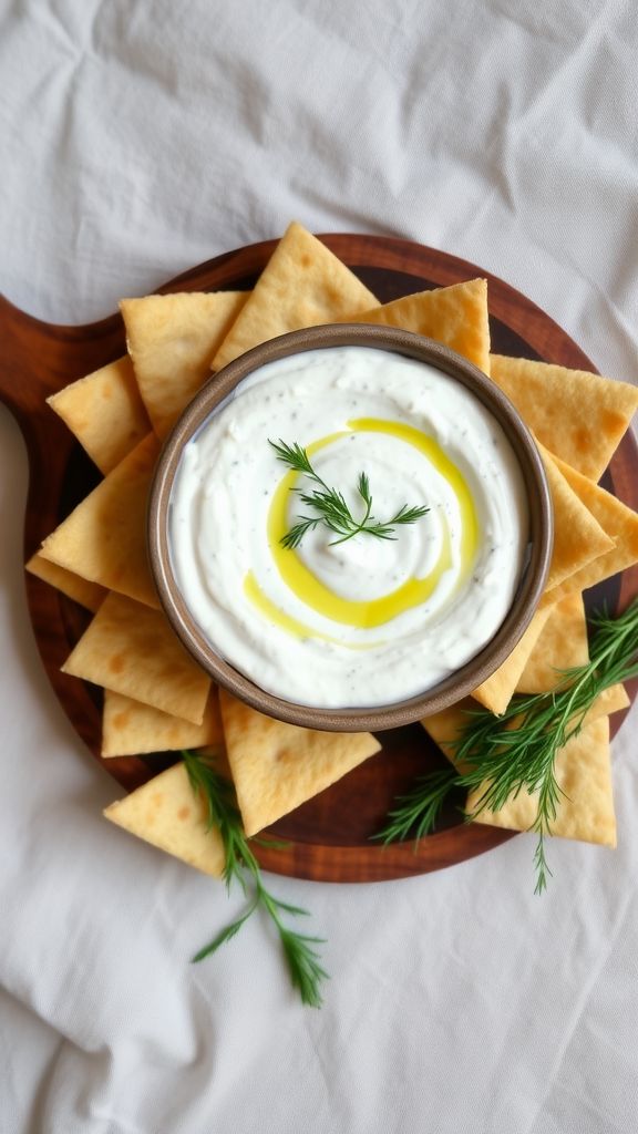 Greek Yogurt Ranch Dip with Whole Wheat Pita Chips