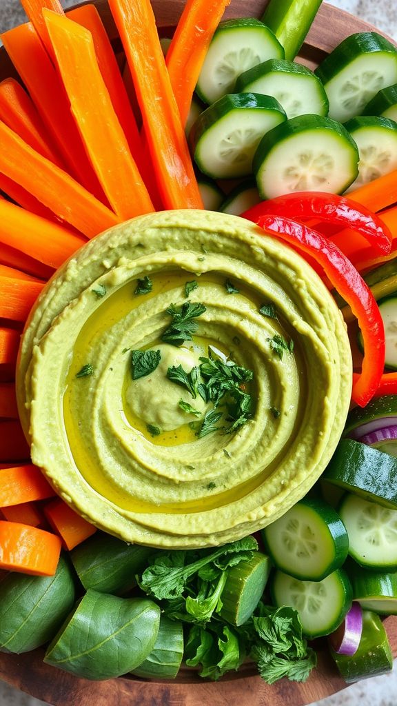 Green Goddess Hummus with Veggies  