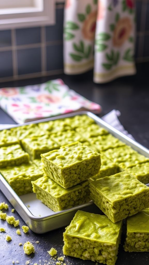 Green Tea Rice Crispy Treats  