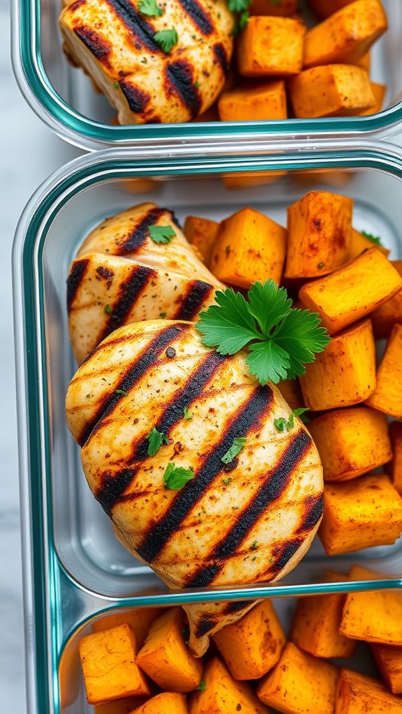 Grilled Chicken and Sweet Potato Meal Prep  