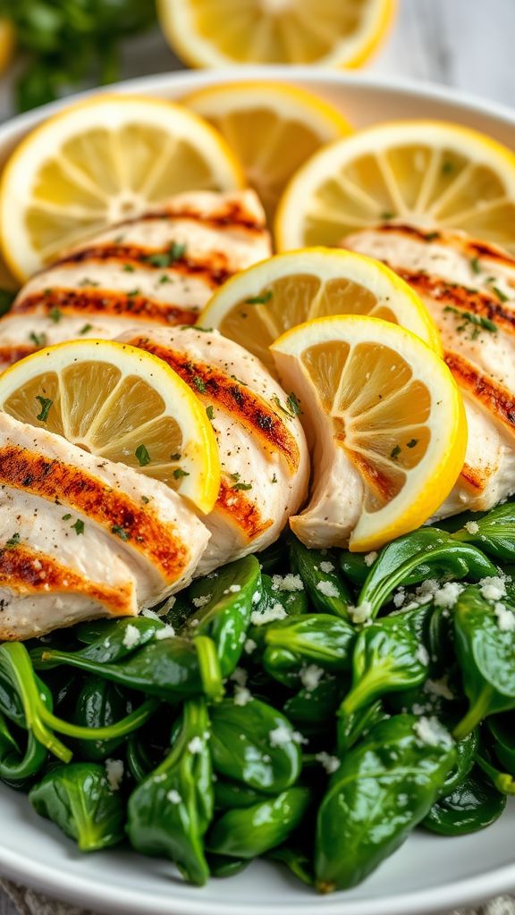 Grilled Lemon-Herb Chicken with Spinach  