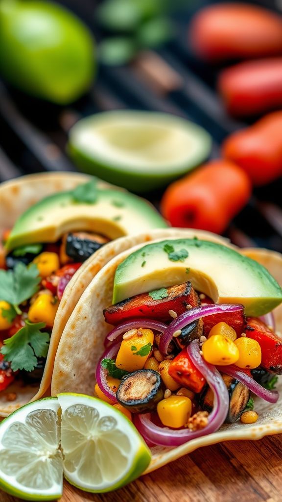 Grilled Vegetable and Hemp Seed Tacos  