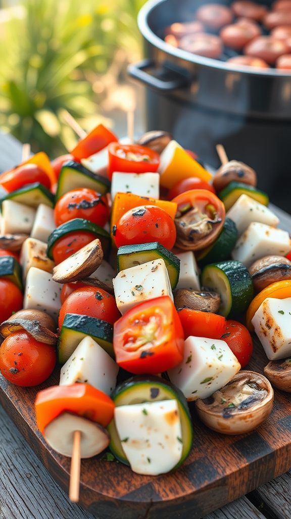 Grilled Veggie and Cheese Skewers  