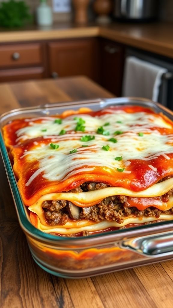 Ground Beef and Mushroom Keto Lasagna