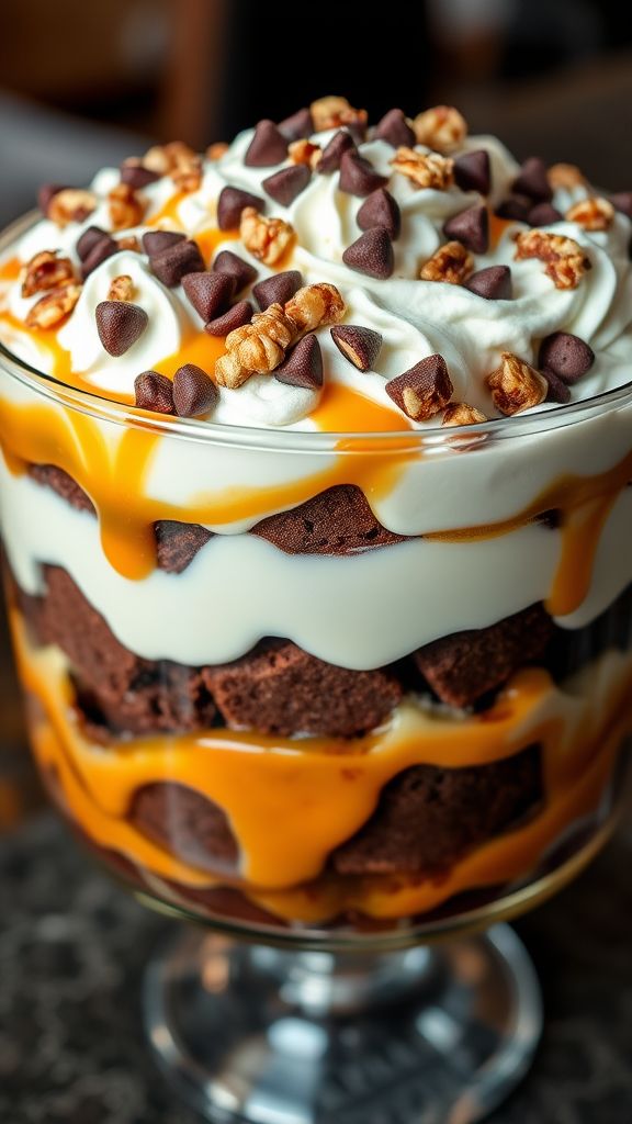 Halftime Caramel Brownie Trifle  