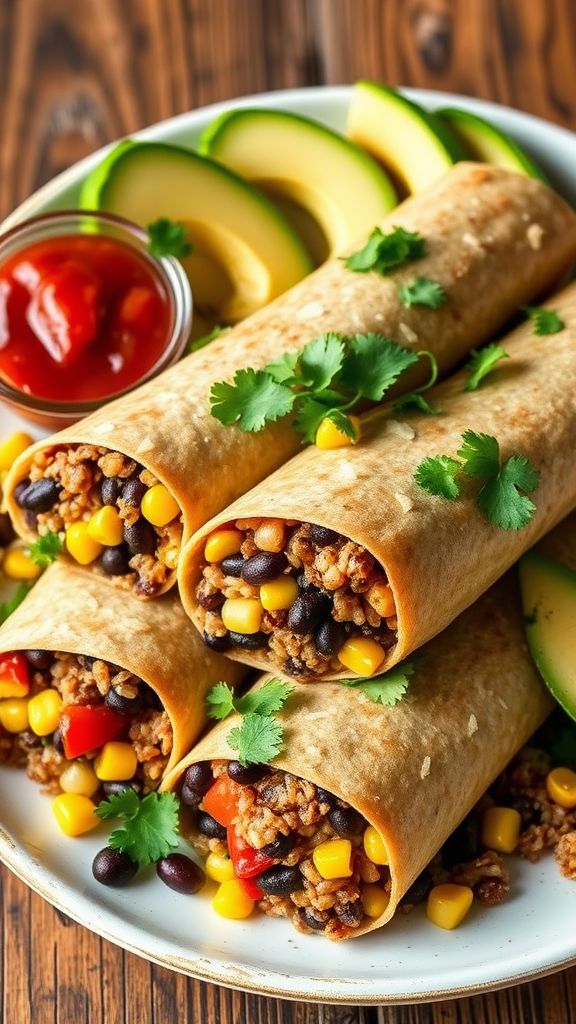 Hearty Black Bean and Rice Burritos