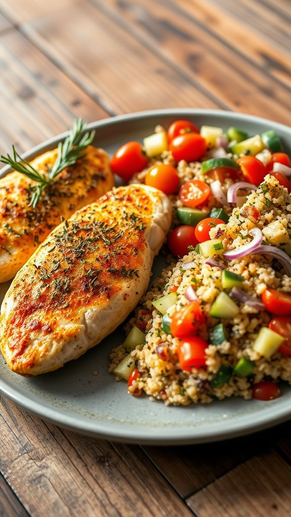 Herb-Crusted Chicken with Quinoa Salad  