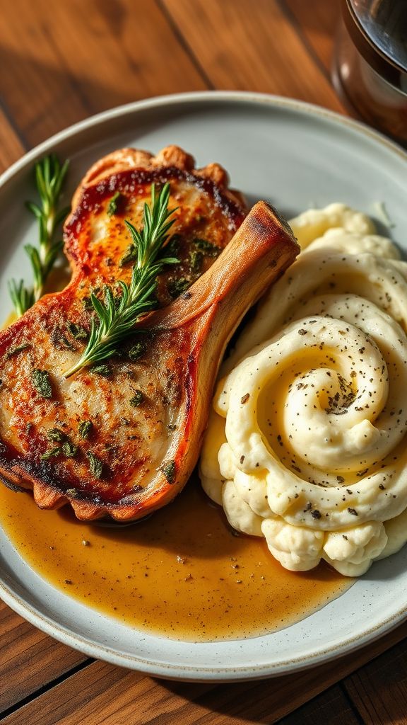 Herb-Crusted Pork Chops with Cauliflower Mash