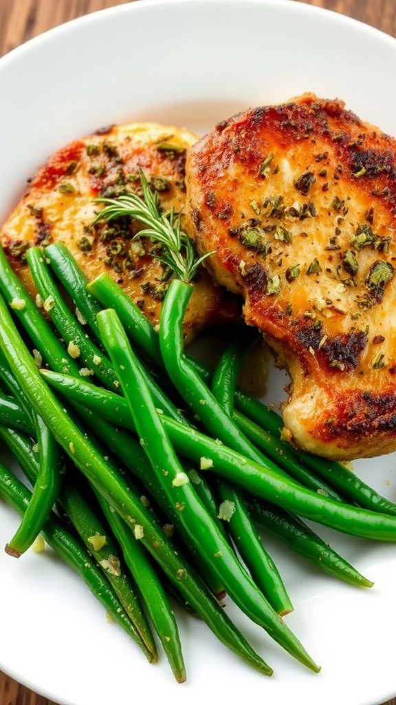 Herb-Crusted Pork Chops with Green Beans  