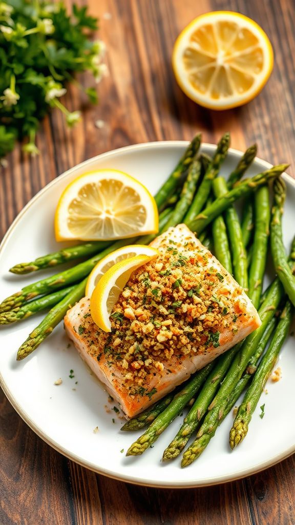 Herb-Crusted Salmon with Asparagus  