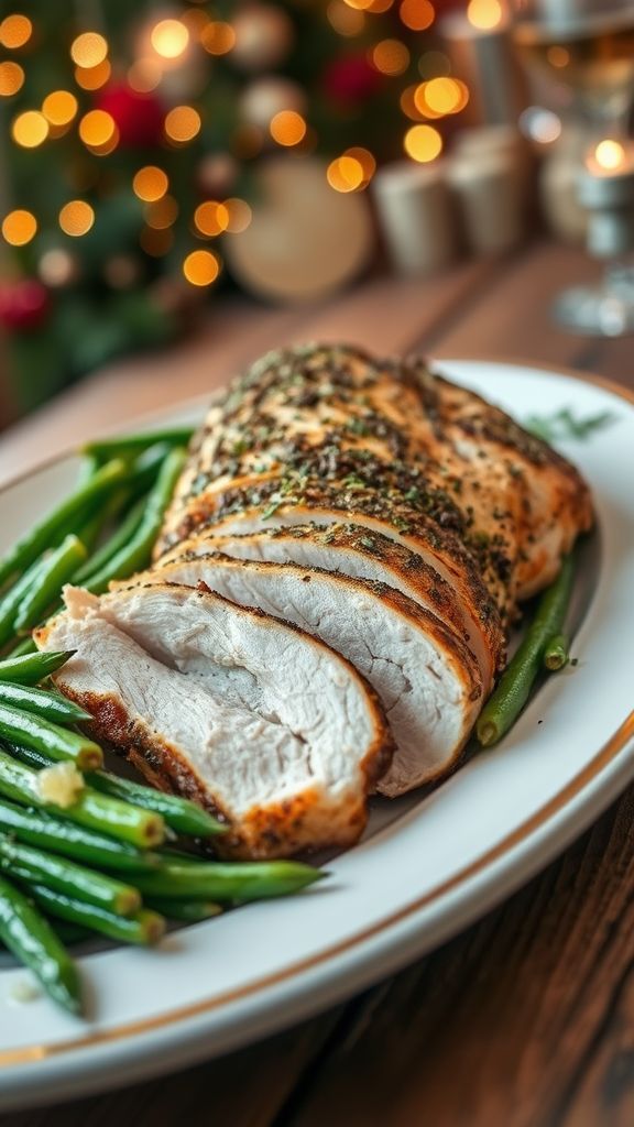 Herb-Crusted Turkey Breast with Green Beans