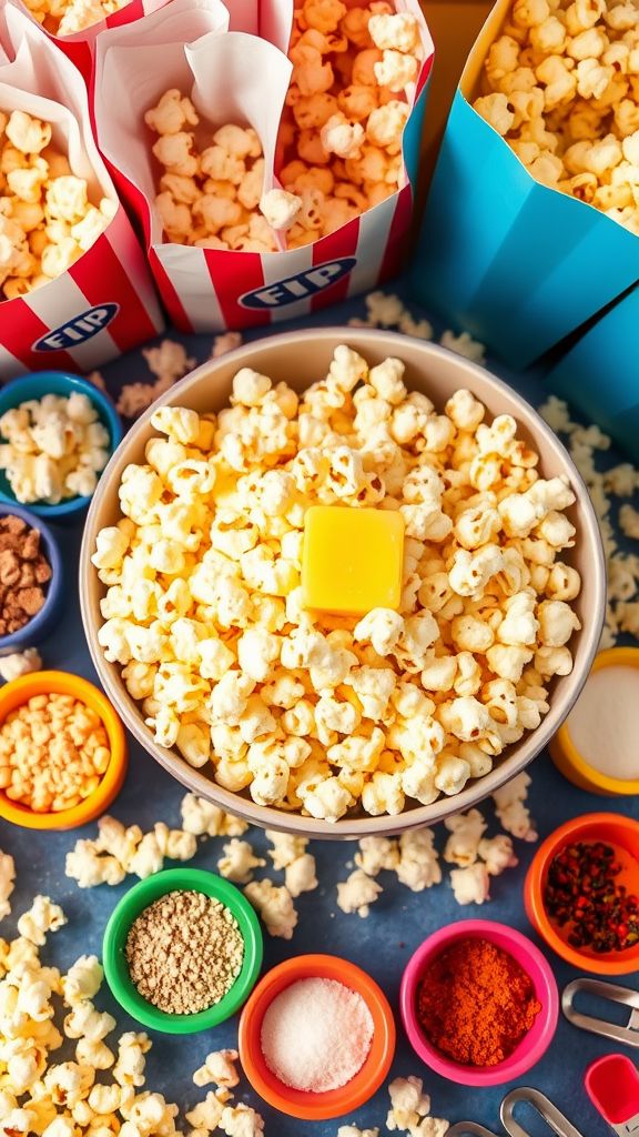 Homemade Popcorn Bar with Assorted Seasonings