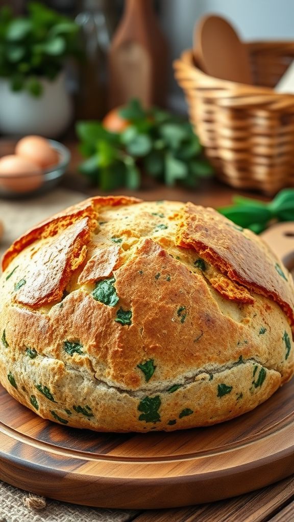 Irish Brown Bread with Spinach and Herbs