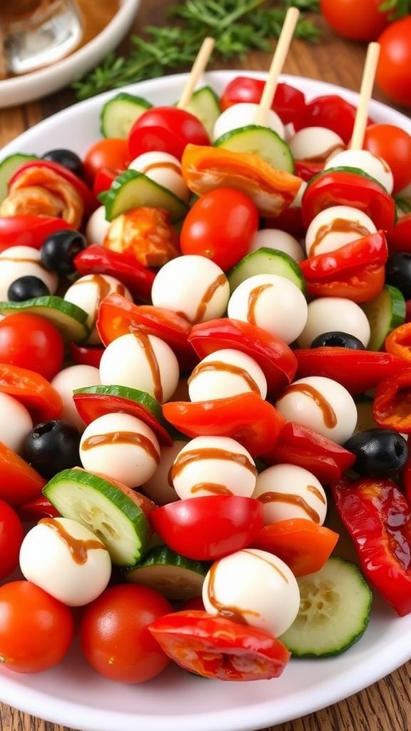 Italian Antipasto Skewers with Marinated Vegetables