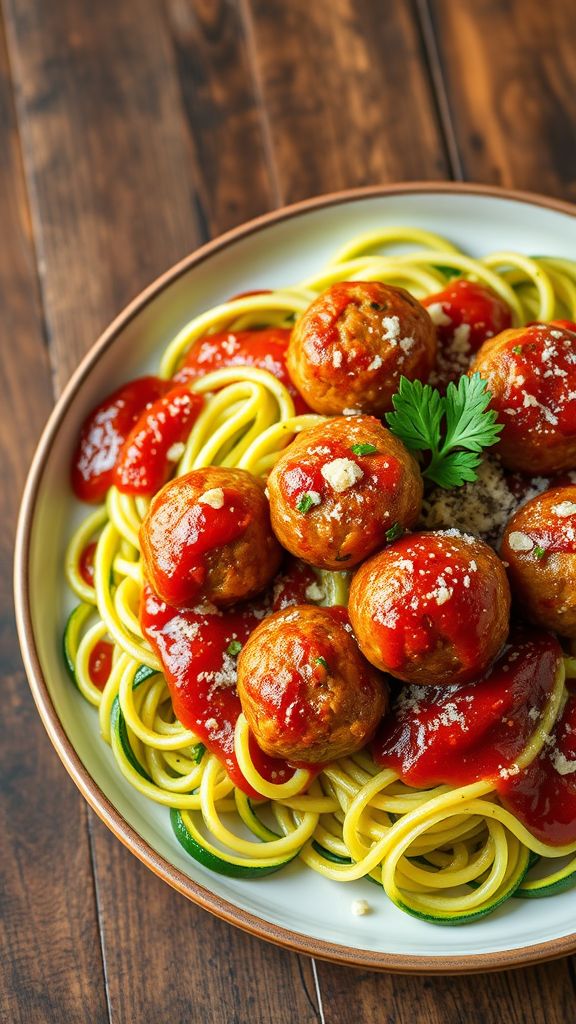 Italian Zucchini Noodles with Meatballs