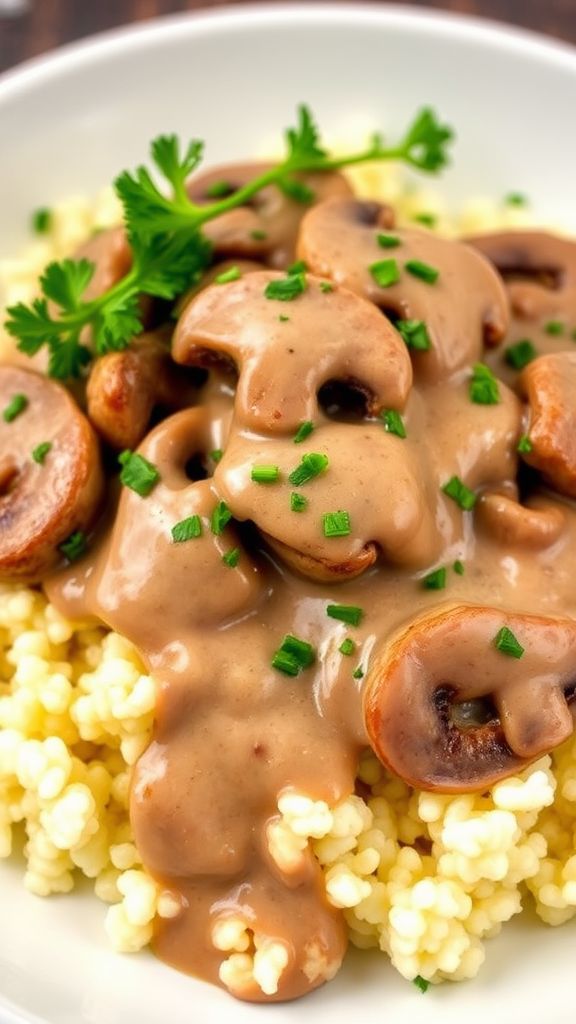 Keto Beef Stroganoff with Cauliflower Rice