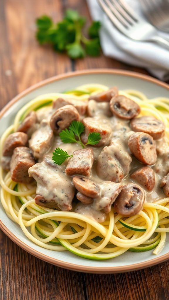 Keto Beef Stroganoff with Zoodles  