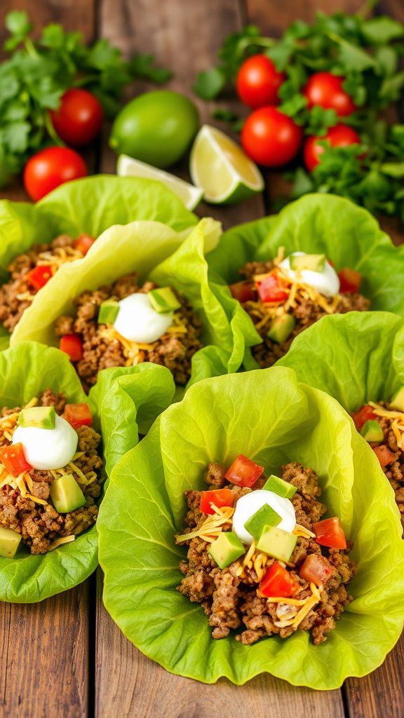 Keto Beef Tacos in Lettuce Wraps