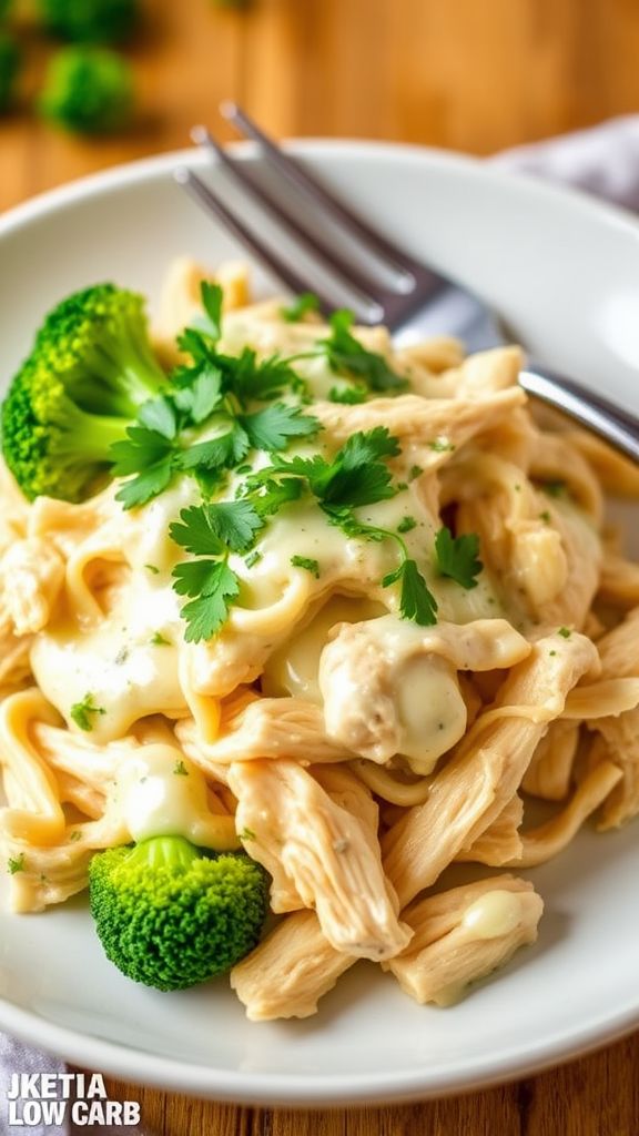 Keto Chicken Alfredo with Broccoli  