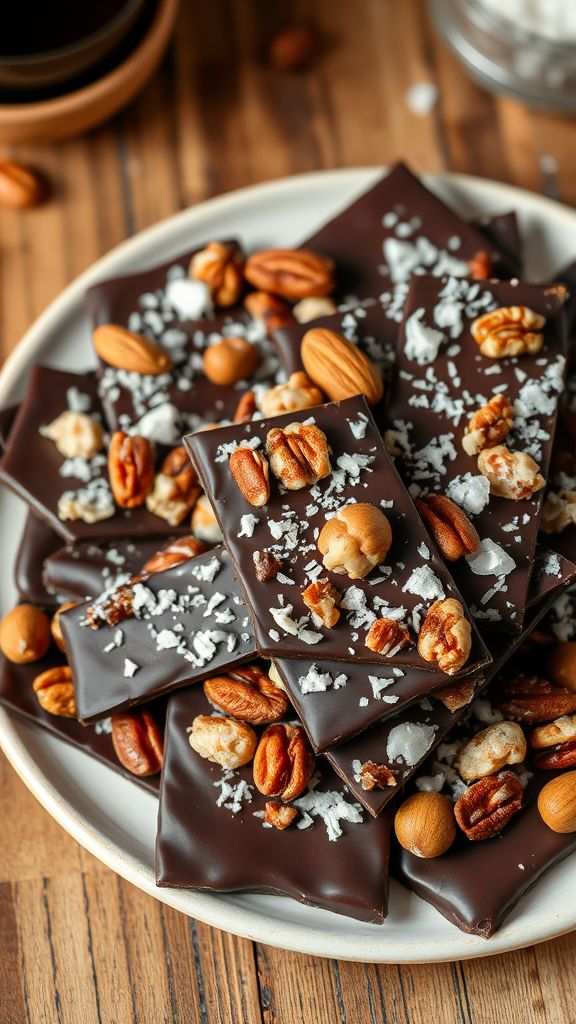 Keto Dark Chocolate Bark with Nuts  