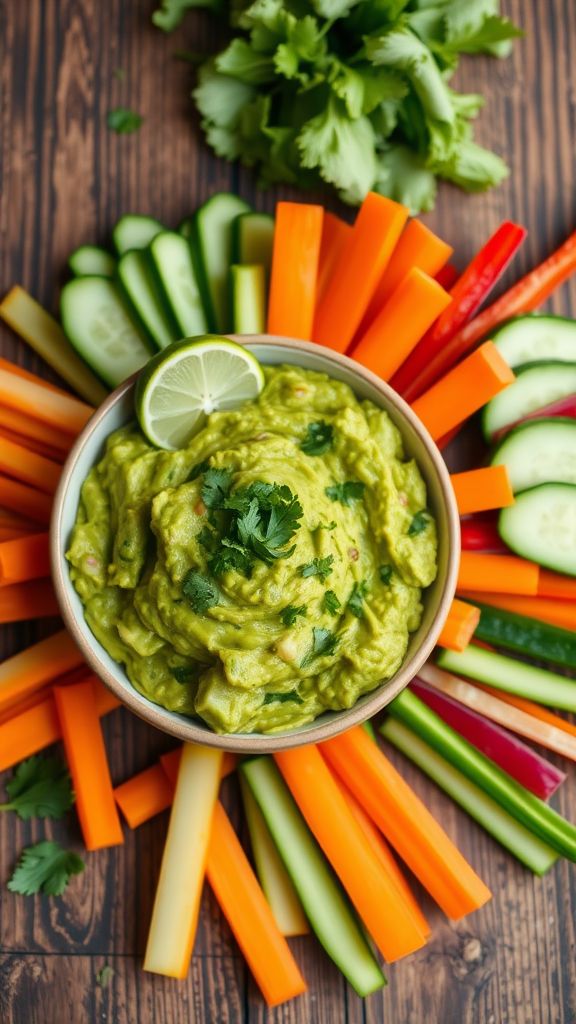 Keto Guacamole with Veggie Sticks