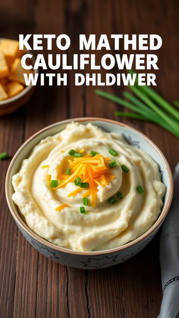 Keto Mashed Cauliflower with Cheddar  