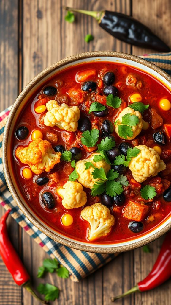 Keto Vegetarian Chili with Cauliflower  