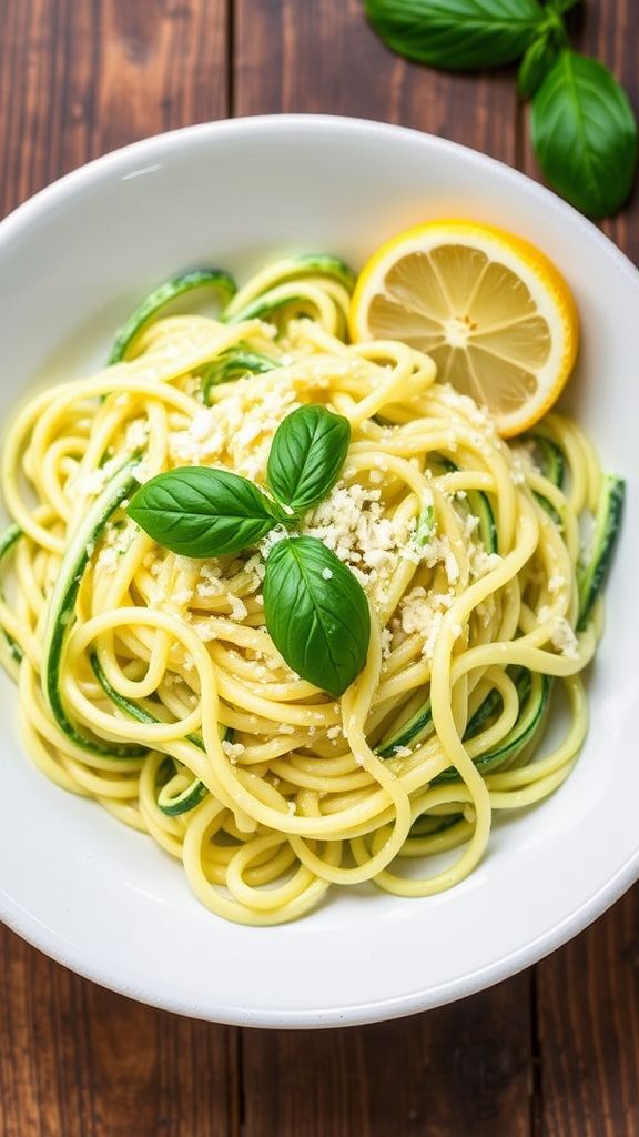 Lemon and Basil Zoodle Alfredo  