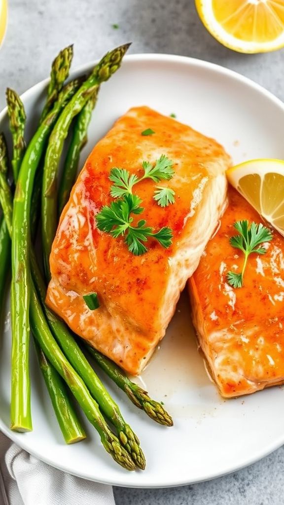 Lemon-Dijon Baked Salmon with Asparagus  