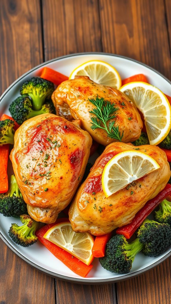 Lemon Dill Chicken Thighs with Roasted Veggies  