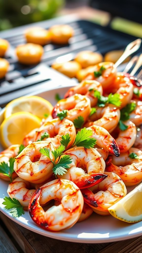 Lemon Garlic Grilled Shrimp Skewers  